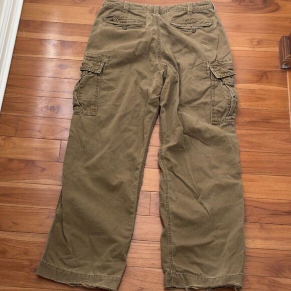 Men American Eagle Baggy Cargo Pants Y2K Western in Khaki Size W32 L32 - Picture 3 of 11